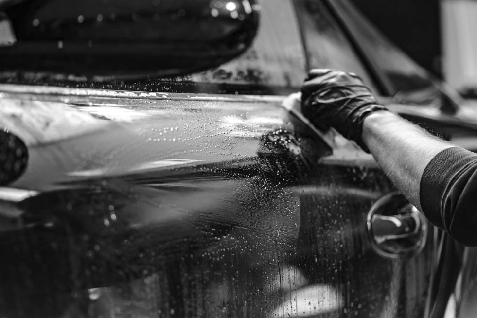 car being cleaned