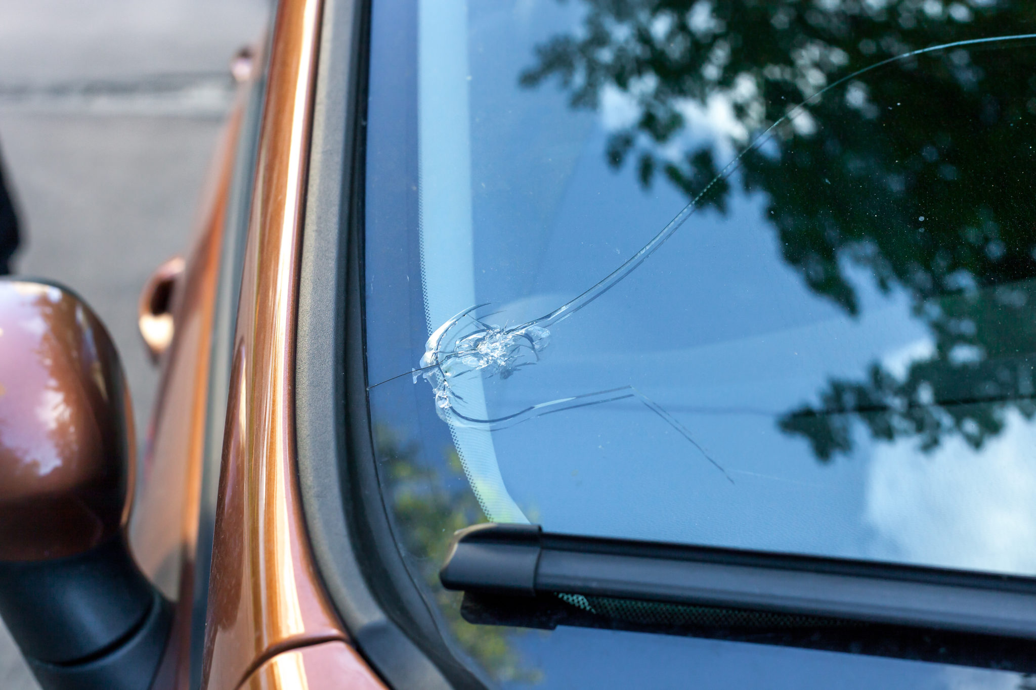 Windshield with crack on it